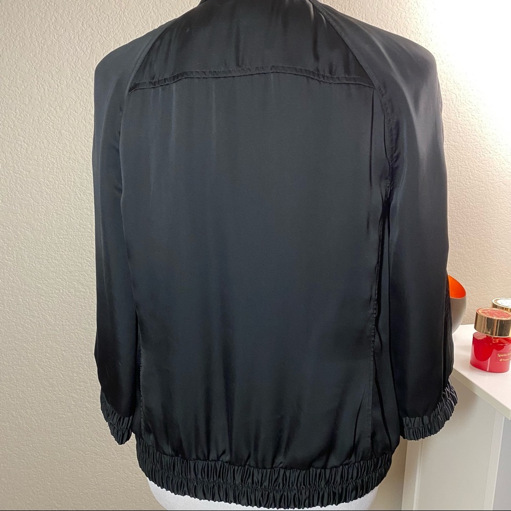 Karen Millen Black Bomber Jacket Fits XS S Sz 6 - Picture 6 of 14